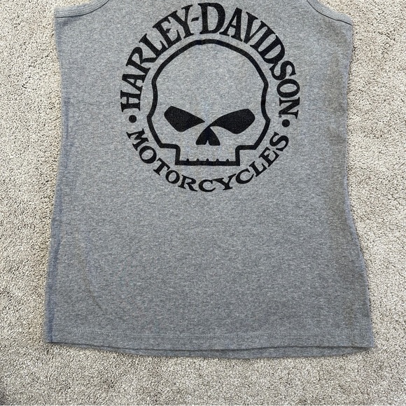 Harley Davidson Motorcycles Women’s Ribbed Ultra Classic Skull Tank Top Gray XL - Picture 6 of 10